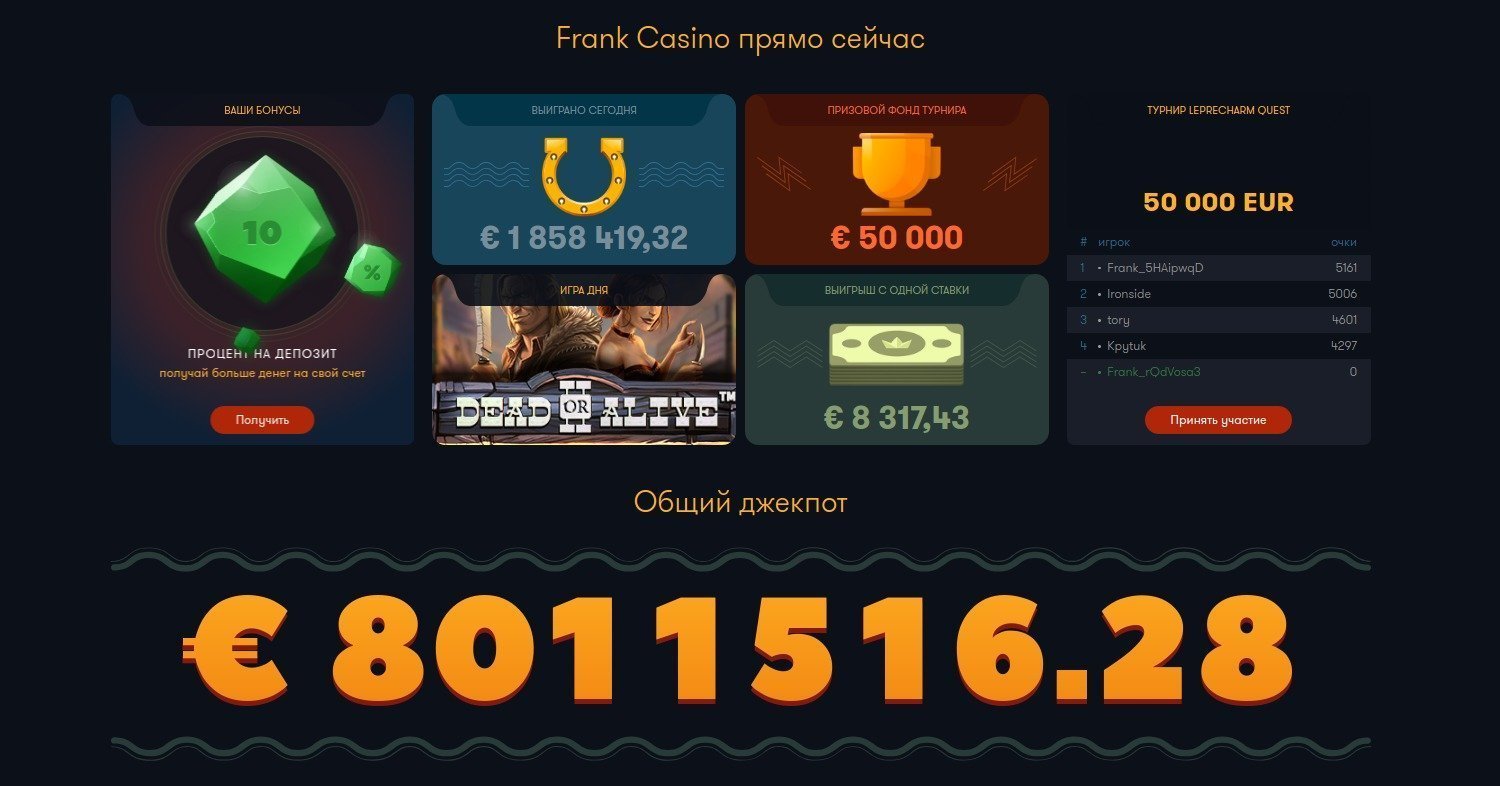 Преимущества онлайн казино Франк